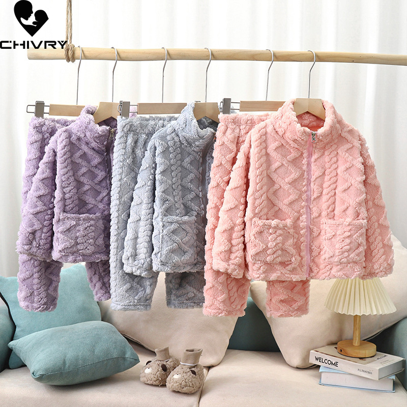 Winter Clothing Baby Girl - Pijama de flanela engrossado para crianças,