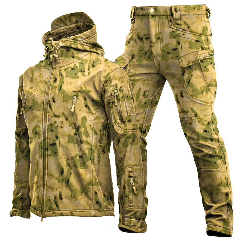 Windproof Jacket Softshell - Conjunto de Roupa Camuflada Masculina de