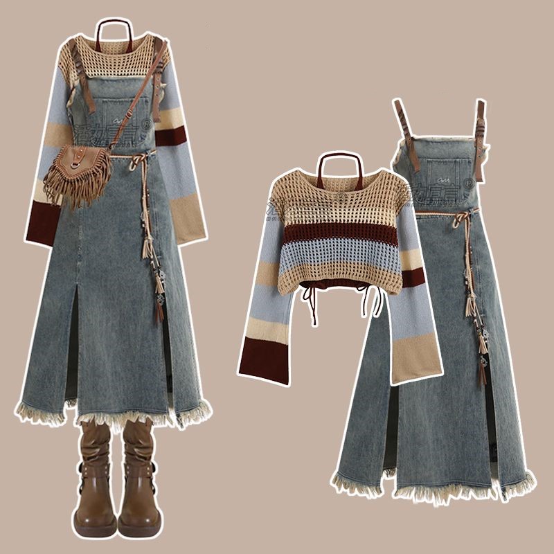 Winter Wear Clothes - Conjunto Feminino Elegante de Saia Jeans