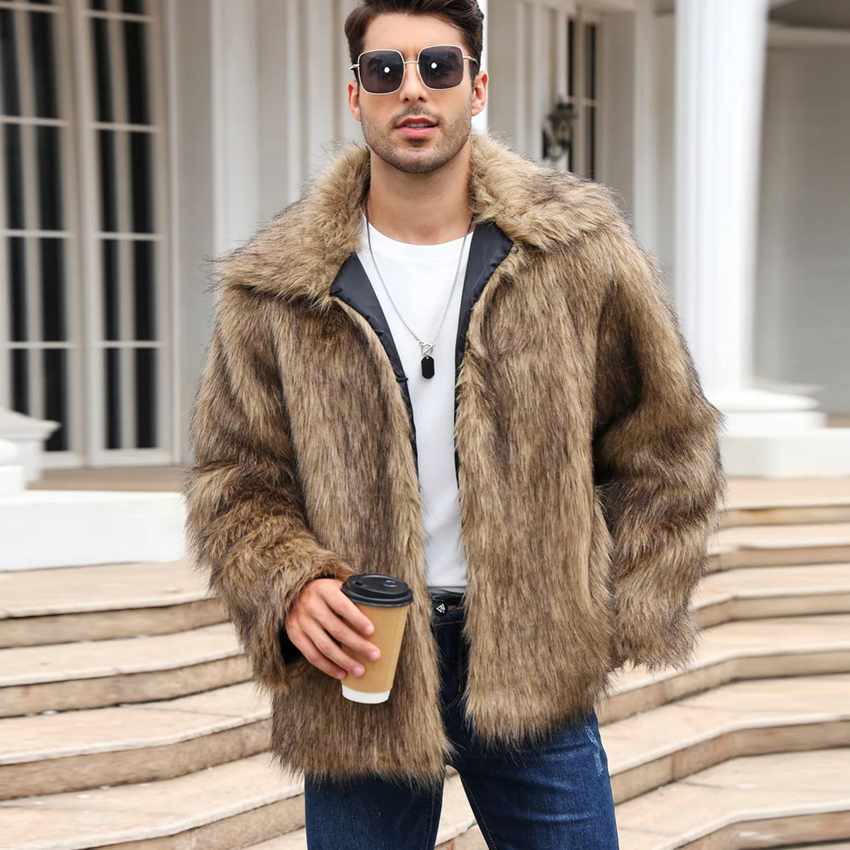 Winter Clothing Uae - Homens jaqueta de pele de raposa