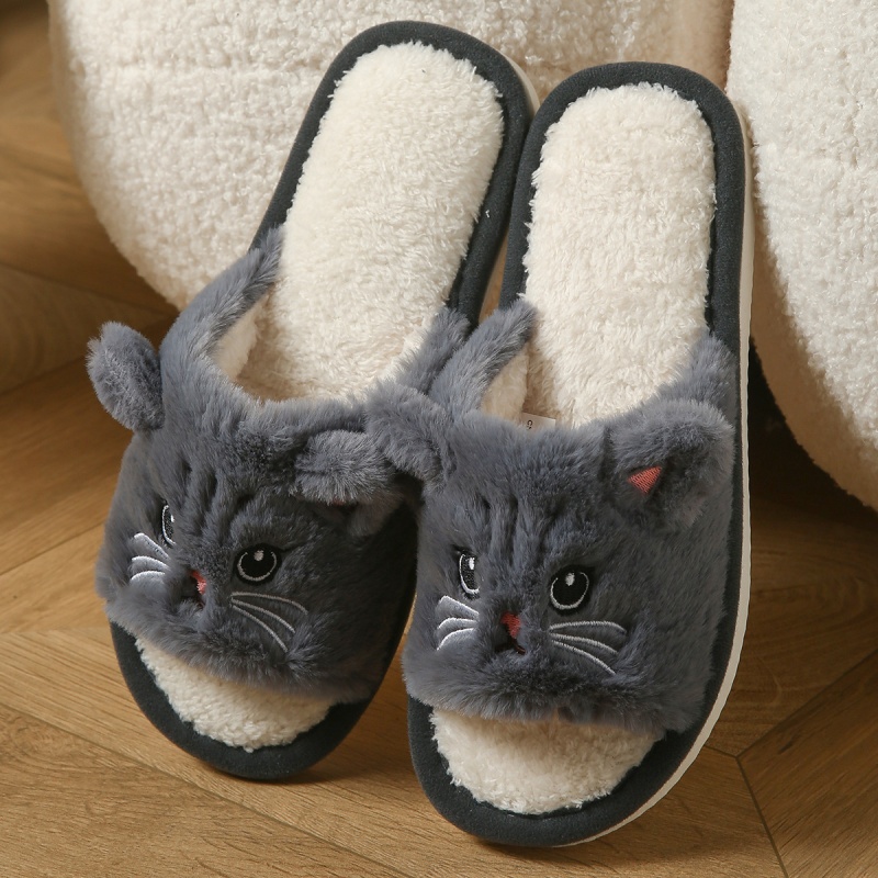 Chinelos de Pelúcia de Gato Fo - Winter Clothing Material avaliação e preço