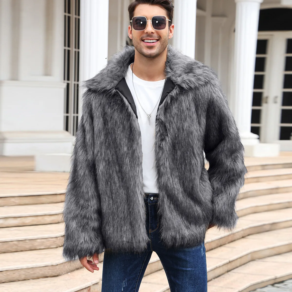 Homens jaqueta de pele de rapo - Winter Clothing Uae avaliação e preço